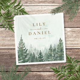 パイン素朴ツリーフォレ結婚スト スタンダードカクテルナプキン