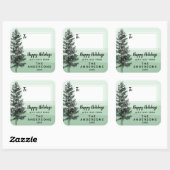 パイン素朴ツリーミントグリーンギフトラベルから家族 スクエアシール (シート)