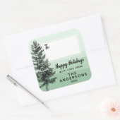 パイン素朴ツリーミントグリーンギフトラベルから家族 スクエアシール (封筒)