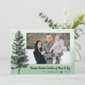 パイン素朴ツリーミントホリデーフォトグリーティングカード シーズンカード (スタンド正面)