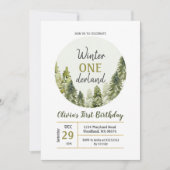 パイン素朴ツリーワンダーランド誕生日招待 招待状 (正面)