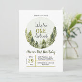 パイン素朴ツリーワンダーランド誕生日招待 招待状 (スタンド正面)