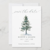 パイン素朴ツリー写真とQRコード結婚ズ セーブザデート (正面)