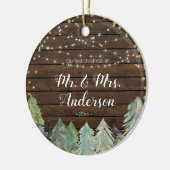 パイン素朴ツリー私たちの初めてのクリスマス セラミックオーナメント (左)