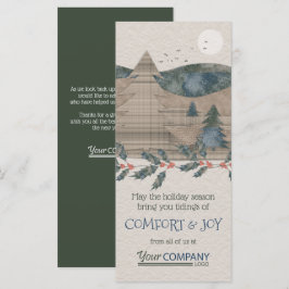 パイン素朴ツリー、緑、ベージュカンパニーホリデー カード