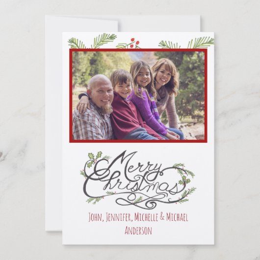 パイン素朴フォトホリデークリスマス シーズンカード (正面)
