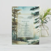 パイン素朴フォレストウォーターカラー結婚式招待状 招待状 (スタンド正面)