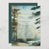 パイン素朴フォレストウォーターカラー結婚式招待状 招待状 (正面/裏面)