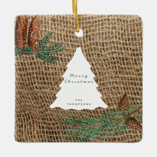 パイン素朴フォレストクリスマスツリー セラミックオーナメント (正面)