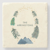 パイン素朴フォレストマウンテンズウォーターの色と名前 ストーンコースター (正面)