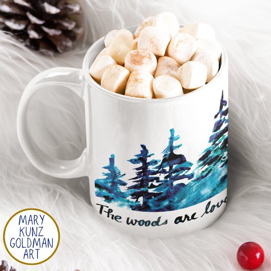パイン素朴フォレストロバートフロスト水彩詩 コーヒーマグカップ