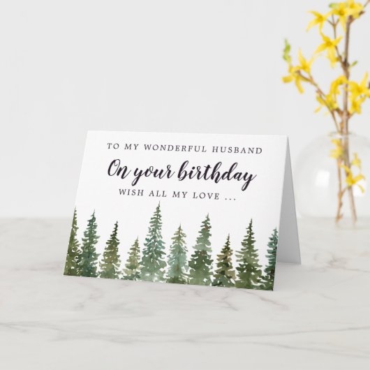 パイン素朴フォレスト夫誕生日 カード (黄色い花)