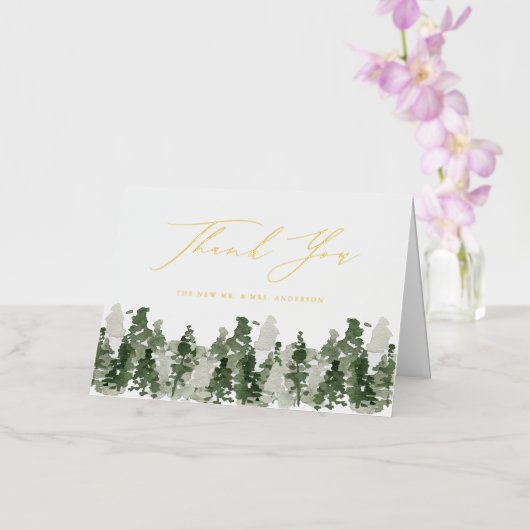 パイン素朴フォレ結婚ストありがとう 箔グリーティングカード (蘭)