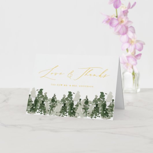 パイン素朴フォレ結婚ストの愛と感謝していL 箔グリーティングカード (蘭)