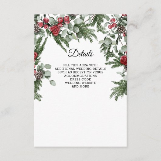 パイン素朴ベリー冬のクリスマ結婚ス エンクロージャーカード (正面)