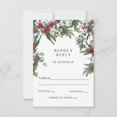 パイン素朴ベリー冬のクリスマ結婚ス 出欠カード (正面)