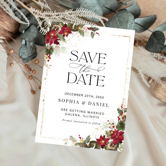 パイン素朴ポインセチアフローラクリスマス セーブザデート