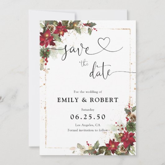 パイン素朴ポインセチアフローラクリスマス セーブザデート (正面)