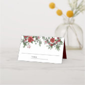 パイン素朴ポインセチアフローラクリスマス プレイスカード (正面)