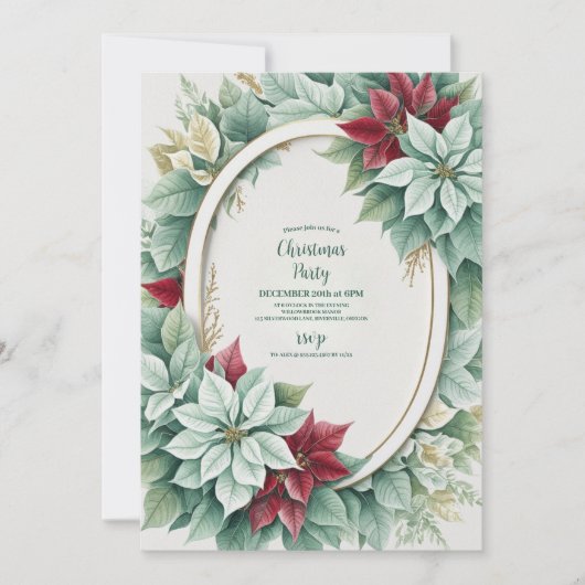 パイン素朴ポインセチアフローラクリスマス 招待状 (正面)
