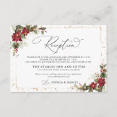 パイン素朴ポインセチアフローラ結婚クリスマス エンクロージャーカード (正面)