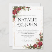 パイン素朴ポインセチアフローラ結婚クリスマス 招待状 (正面)