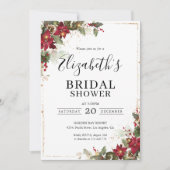 パイン素朴ポインセチア婚礼シャワー招待 招待状 (正面)