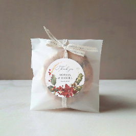 パイン素朴ポインセチア結婚ステッカー ラウンドシール