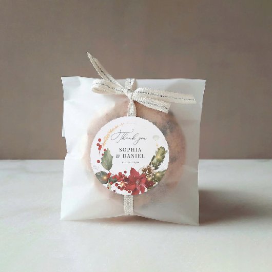 パイン素朴ポインセチア結婚ステッカー ラウンドシール