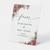 パイン素朴ポインセチア結婚式の引き出物標識 台座サイン (正面)