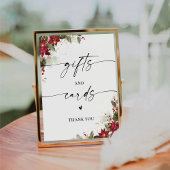 パイン素朴ポインセチアWeddinギフトとカードサイン 台座サイン