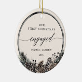 パイン素朴リース初めてのクリスマス婚約した セラミックオーナメント (右)