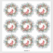 パイン素朴リース(鳥)ショウジョウコウカンチョウクリスマスギフトラップ シール (シート)