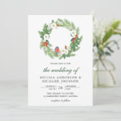 パイン素朴葉フローラリースクリスマス結婚ズ 招待状 (スタンド正面)