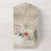 パイン素朴&ベリー金ゴールドQRコード オールインワン招待状 (外側)