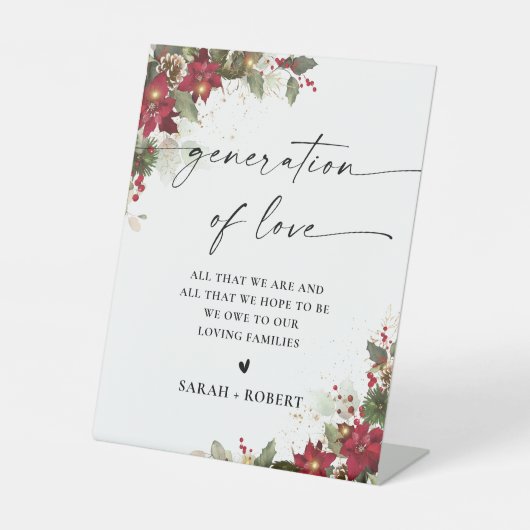 パイン素朴・ポインセチア世代の愛のサイン 台座サイン (正面)