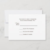 パイン結婚・バウ・ブラウン氏のR.S.V.P. 出欠カード (裏面)