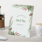 パイン針レッドベリーリース結婚ズ 台座サイン (インサイチュ)