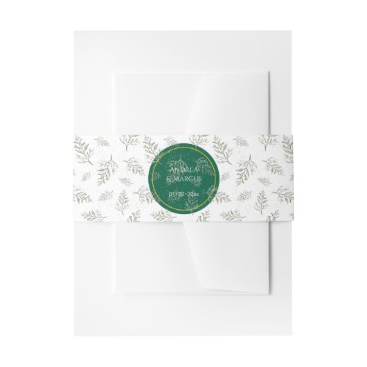 パイン霜の降りたフォレストグリーン結婚ズ 招待状ベリーバンド (正面例)