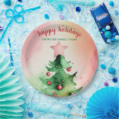 パイン魅力的ツリー&レッドオーナメントズホリデイ ペーパープレート (パーティー)