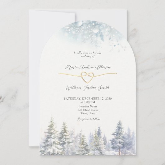パイン ツリー ウィンター ウェディング 招待状 (正面)