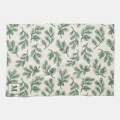 パイン ニードル レーン-松ぼっくり プリント & モノグラム ディテール キッチンタオル (横)