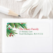 パイン&ベリーウォーターカラークリスマスリターン ラベル (インサイチュ)