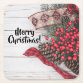 パイン&ホリーコレクション スクエアペーパーコースター (正面)