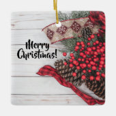 パイン&ホリーコレクション セラミックオーナメント (正面)