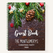 パイン&素朴スノーゲストブック付きクリスマステーブル ノートブック (正面)