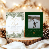 パイン&金ゴールドクリスマスリーフフェスティバル結婚ズ 招待状