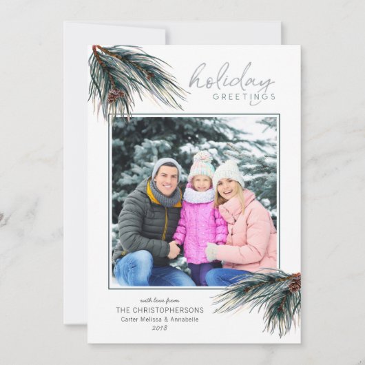 パインBoughs水の色の休日の挨拶の写真 シーズンカード (正面)