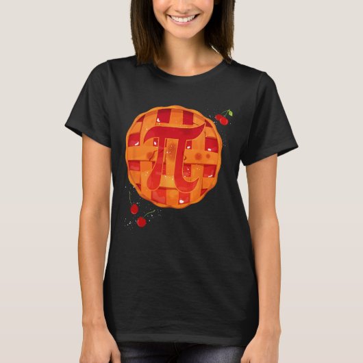パイ日さくらんぼパイ算数先生感謝祭おもしろい Tシャツ (正面)
