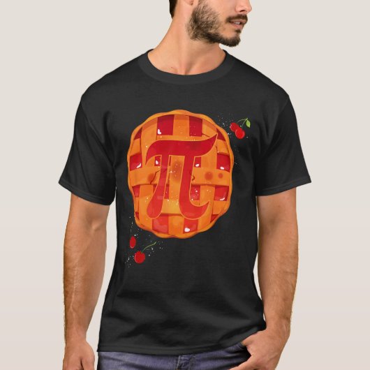 パイ日さくらんぼパイ算数先生感謝祭おもしろい Tシャツ (正面)